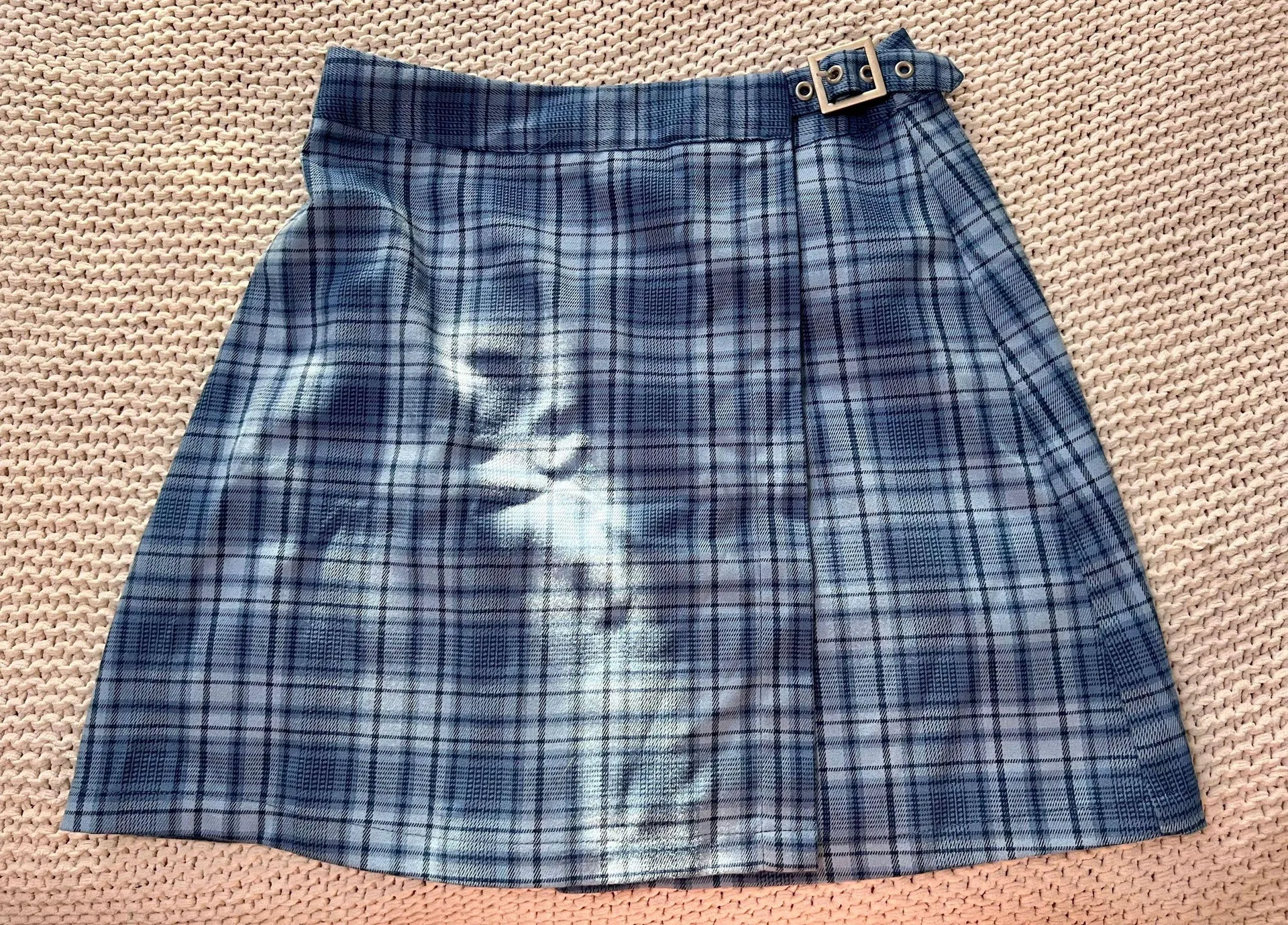 Blue Plaid Skirt And Crop Tee - Image 2