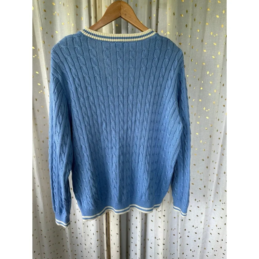Brandy Melville J. Galt Morgan Cable Knit V-Neck Oversize Sweater One Size - Image 3