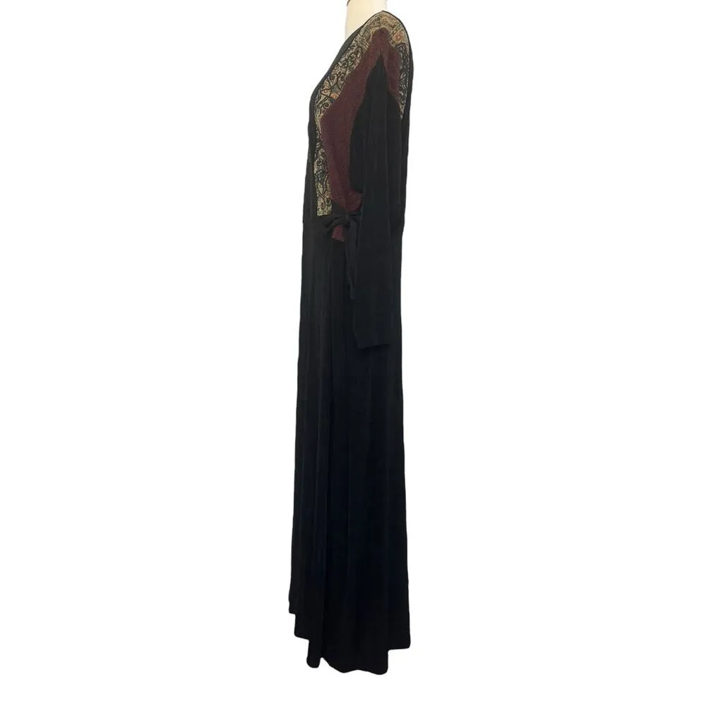 Vintage AHNI Velvet Tapestry Embroidered Maxi Dress ART TO WEAR Plus Size 2 NEW Black - Image 12