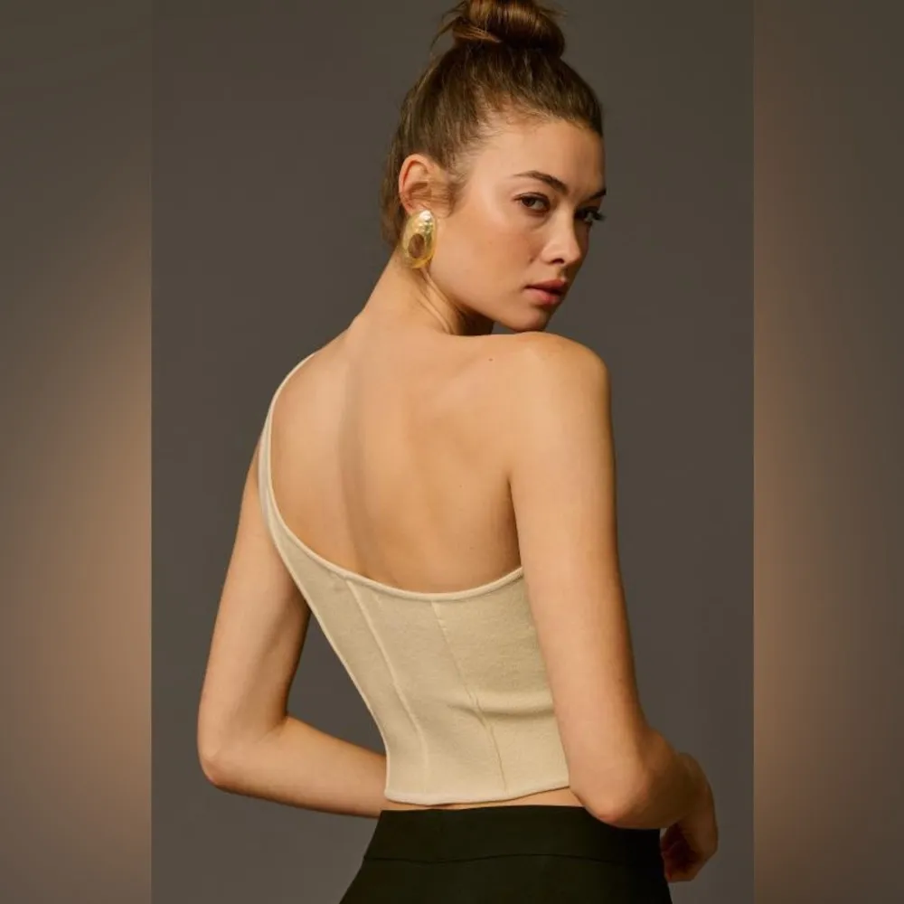Anthropologie one-shoulder sweater corset top - Image 3