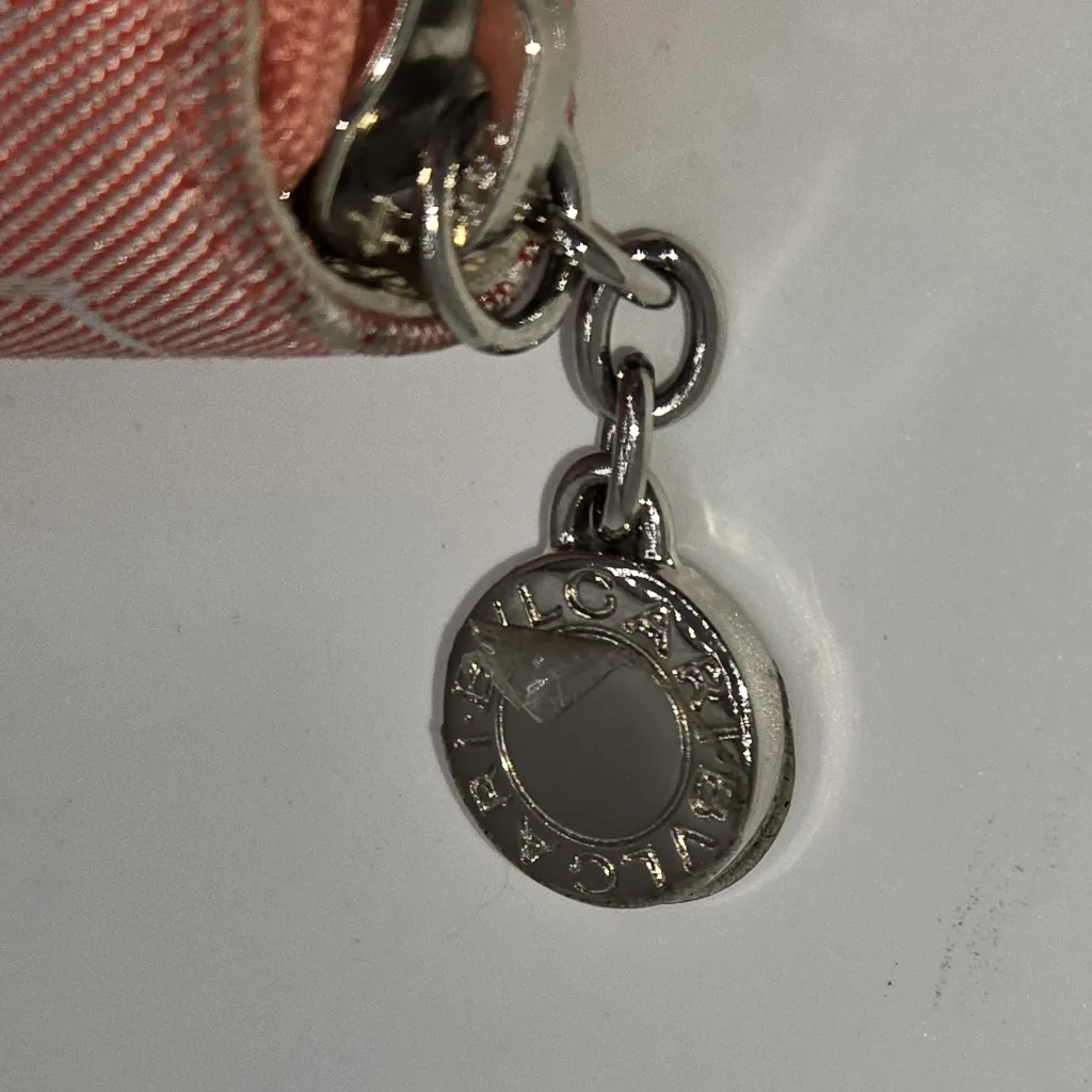 BVLGARI Signature Logo Pink Zip Around Wallet Luxury Designer Monogram Canvas - Image 5