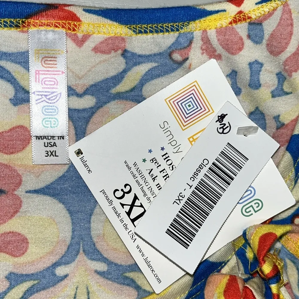 LuLaRoe NWT Size 3XL Yellow Geometric Classic T Knit Top Shirt - Image 5