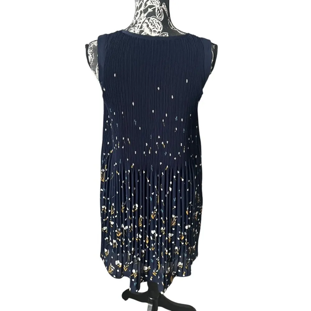 Comptoir des Cotonniers Womens Pleated Dress Sleeveless Floral Blue XXS Oversize - Image 3