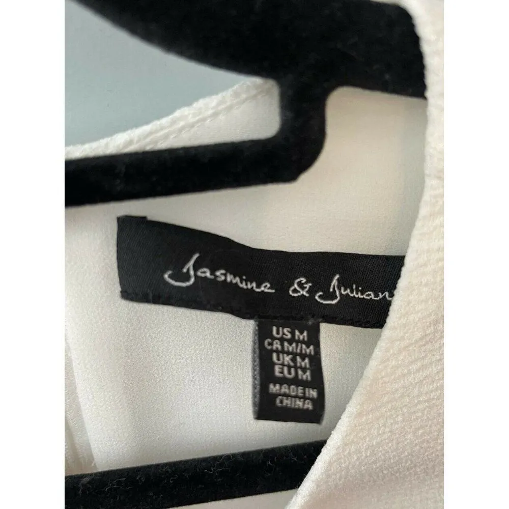 Jasmine & Juliana Women Off-white 3/4 Sleeve Blouse Top Ribbon Details Medium - Image 3