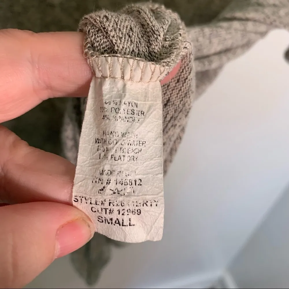 Caution to the Wind Tie Front T-Shirt Oatmeal Gray S - Image 10