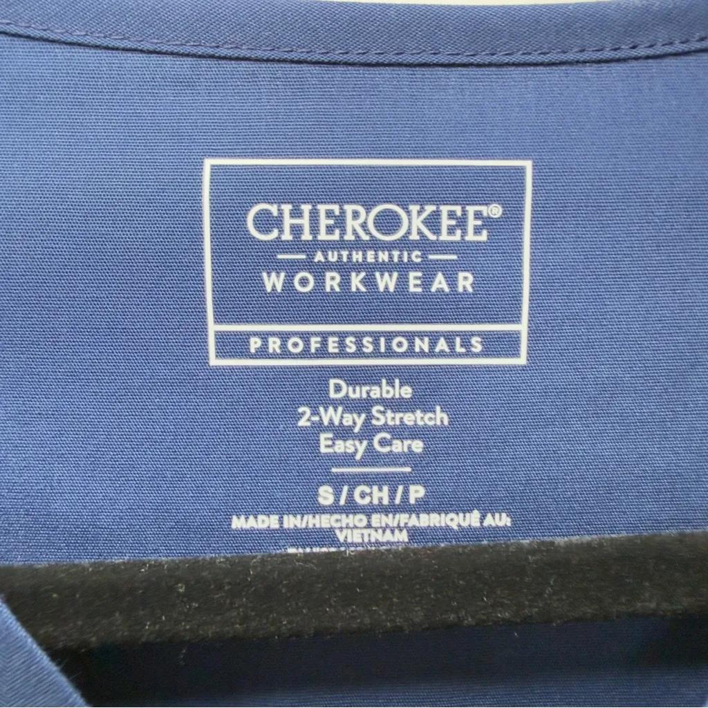 Cherokee Authentic Workwear Professional Durable 2 Way Stretch Blue Scrub Top S - Image 6