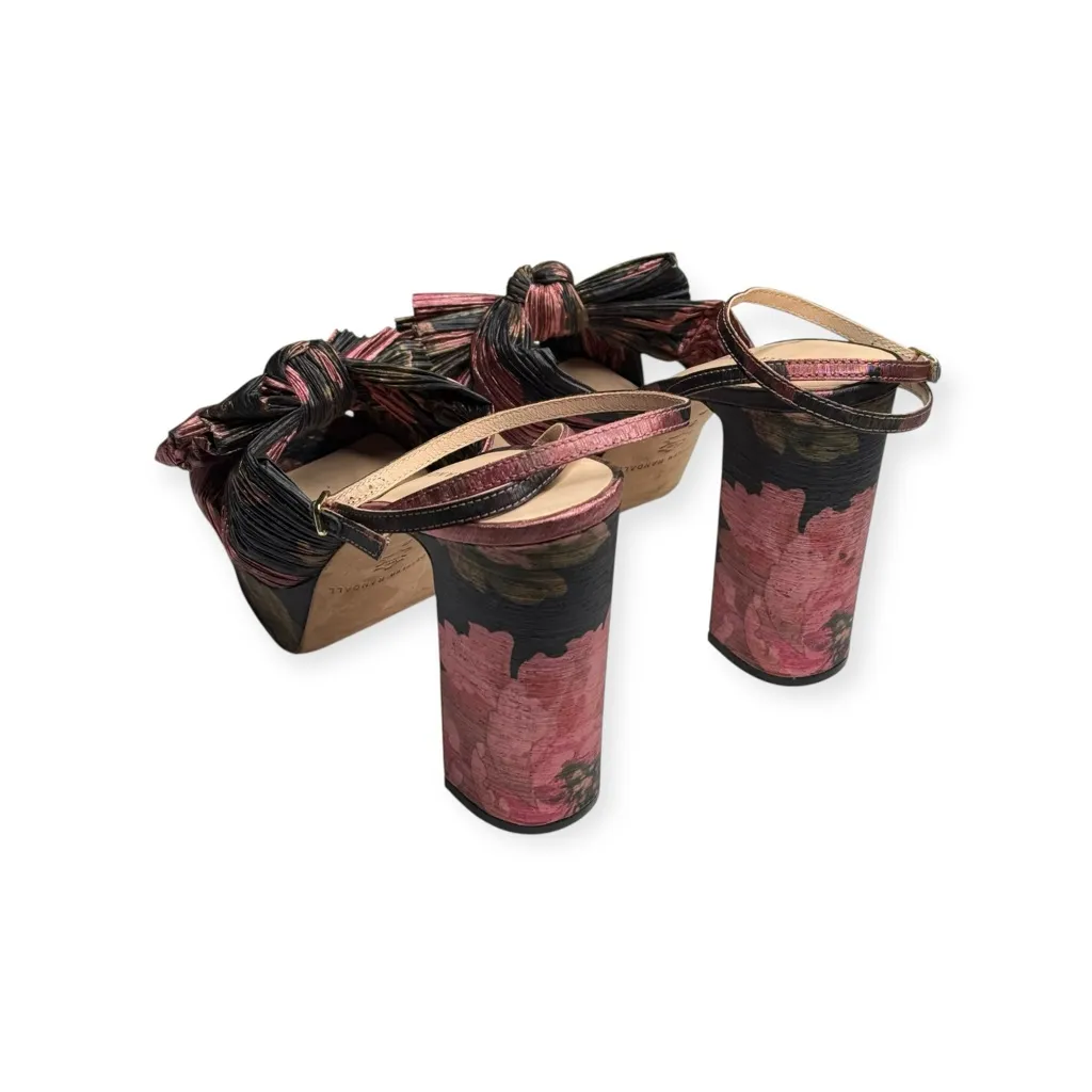 Loeffler Randall ✿ Natalia Pleated Knot Platform Heel Sandal ✿ Metal Floral ✿ 9M - Image 6