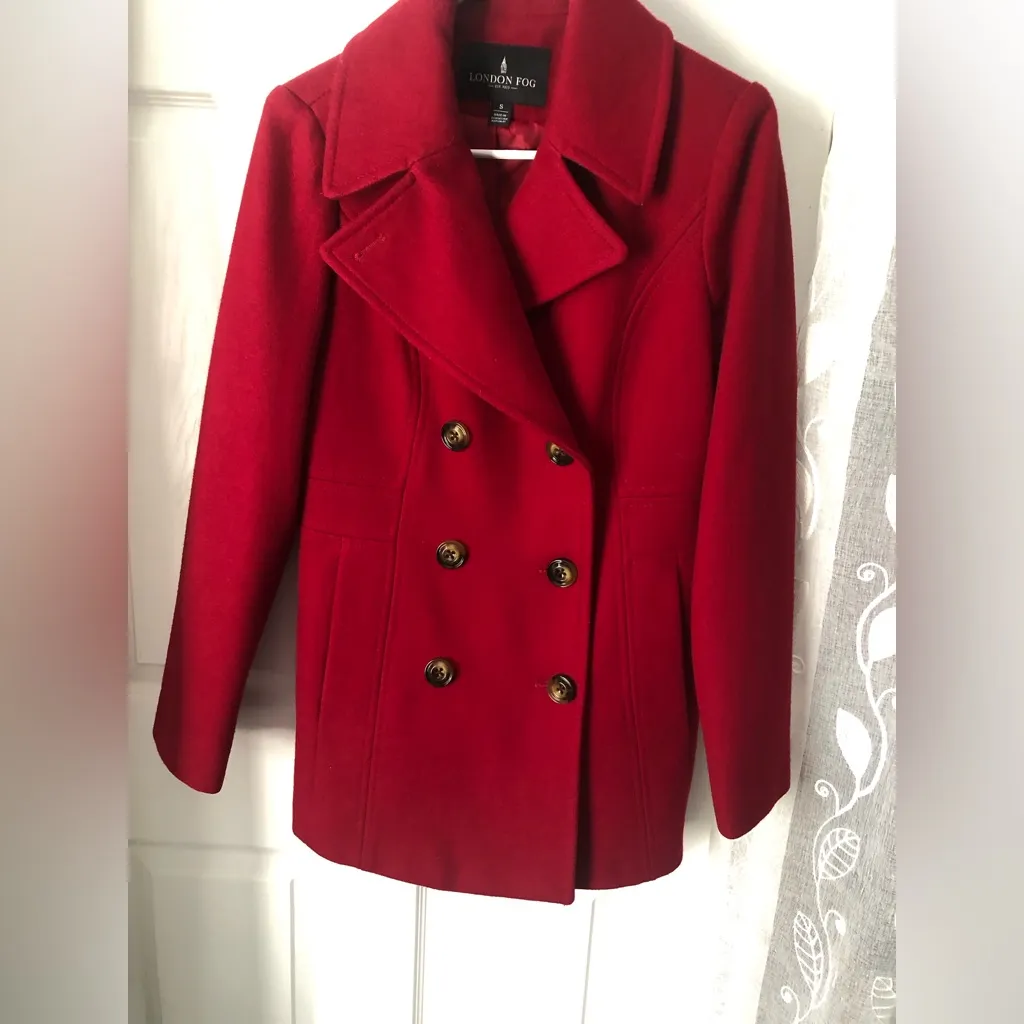 London Fog Women's 63% Wool Blend Double Breasted Pea Coat Jacket sz S pockets - Image 5