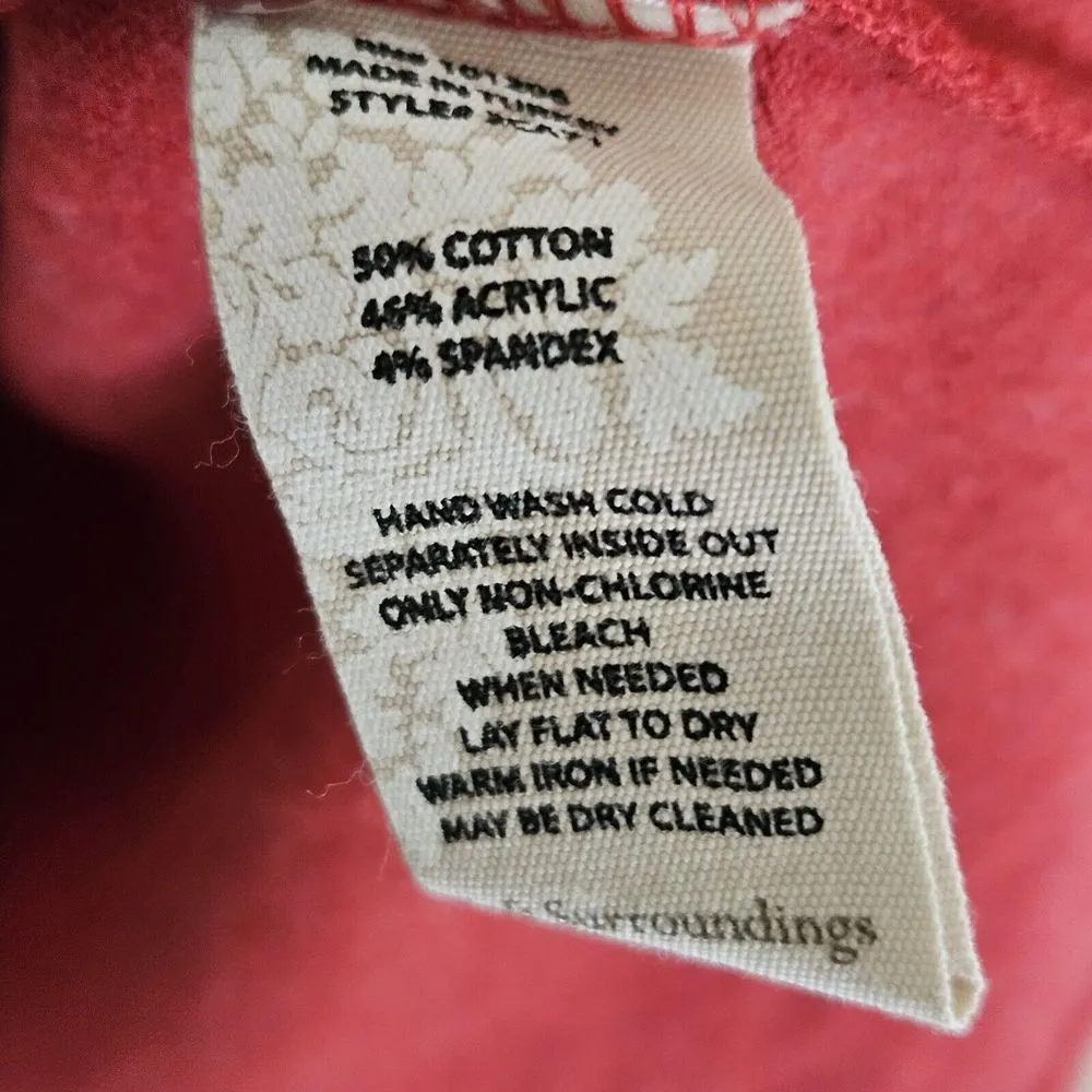 Soft Suroundings Soft Knit Roll Tab 1/4 Gold Zip Tunic Womens Size M Red - Image 6