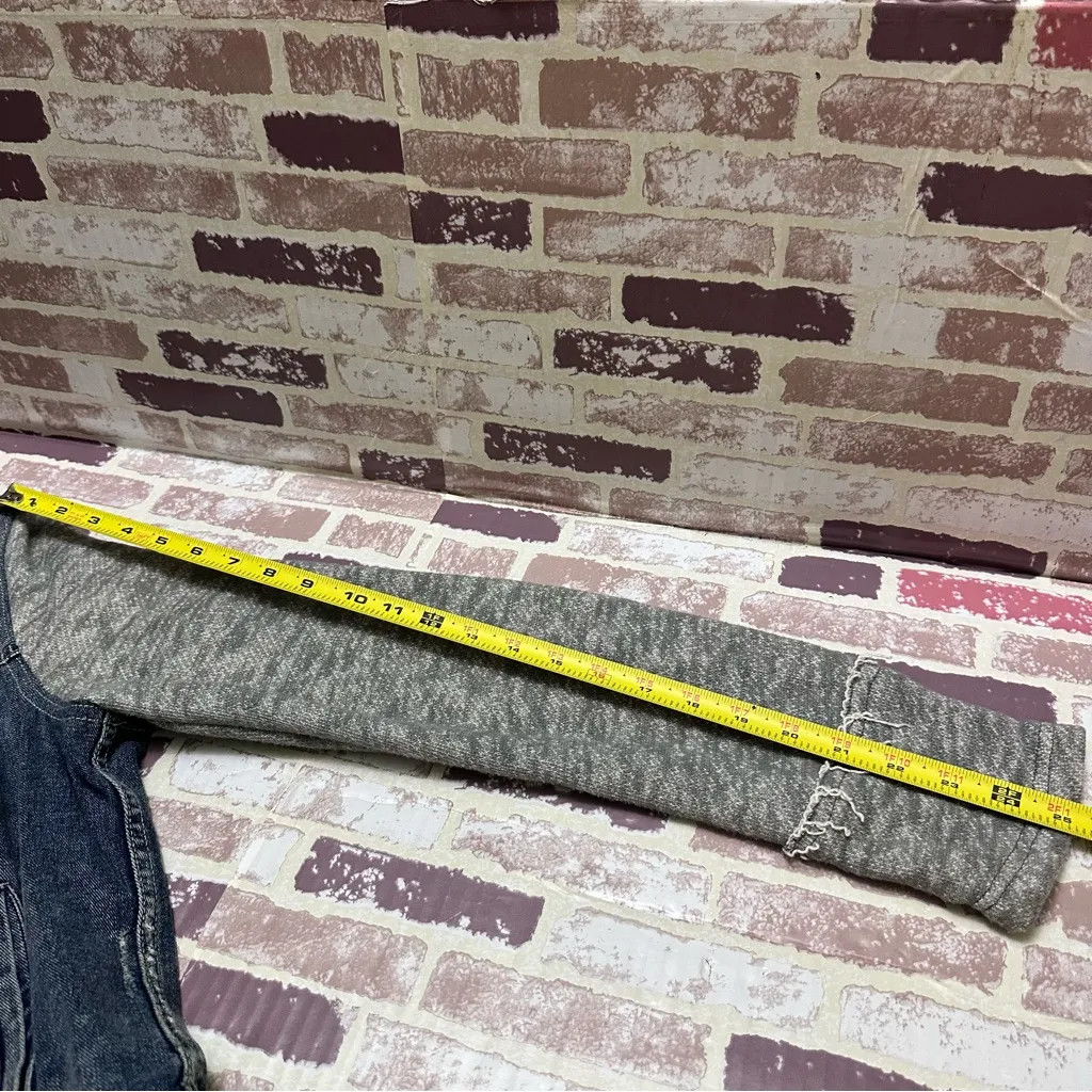 Free People Blue Denim Distressed Jacket with Button Detail M - Image 10