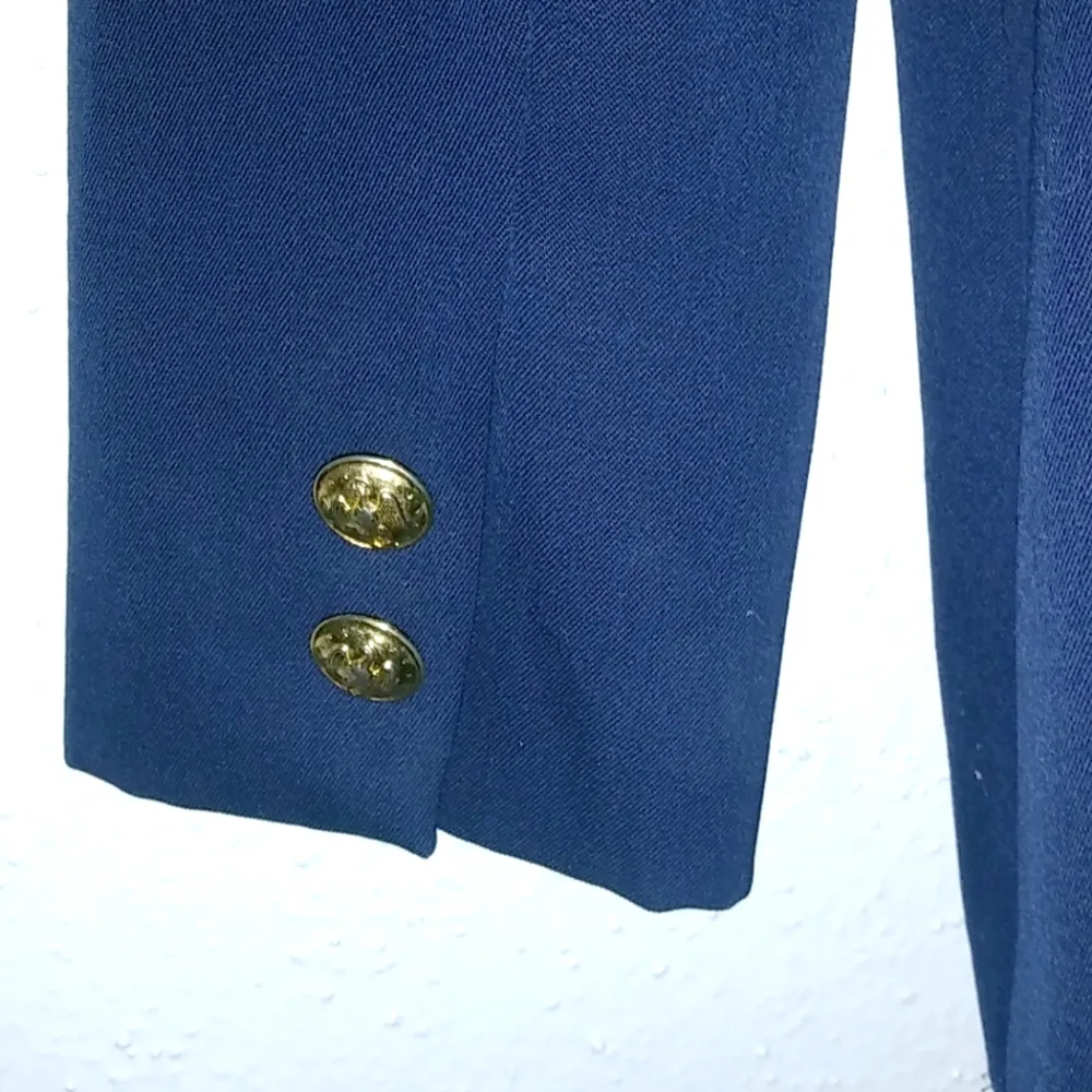 Hugo Buscati 6 Navy Wool Gold Buttoned Blazer Academia Super Prep - Image 2