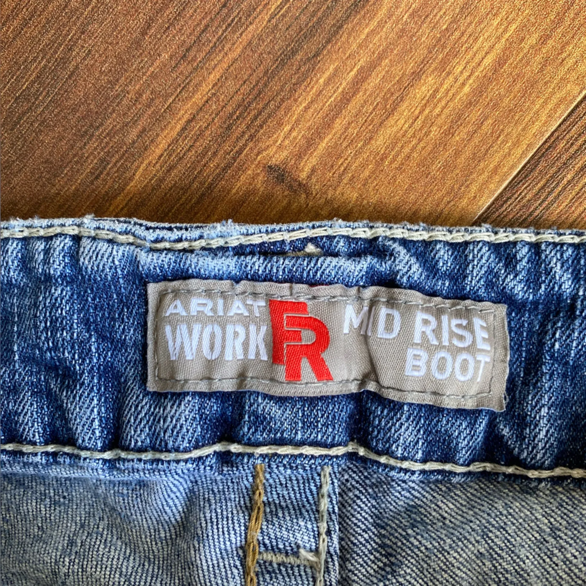 Ariat FR Mid Rise Boot Cut Jeans Flame Resistant Medium Wash - Image 7