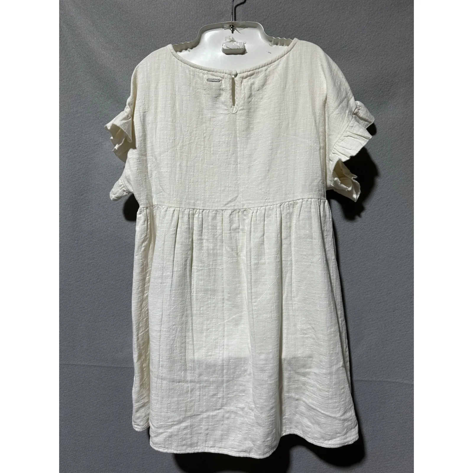 Billabong Women's So Breezy Babydoll Dress Short Ruffle Sleeve White size large - Image 6