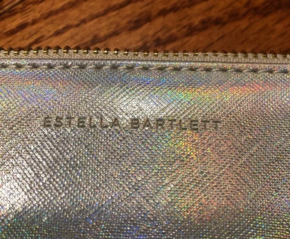 ESTELLA BARLETT Silver Metallic Clutch “Shine Bright” Size Medium NWT - Image 5