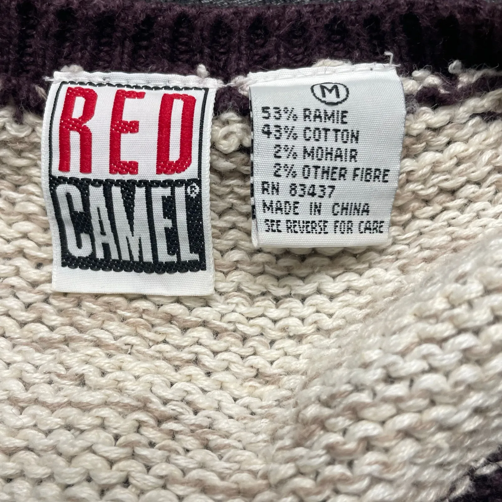 Vtg Red Camel Sweater Vest Size Medium Cottage Fair Isle Knit Nordic Cottagecore - Image 5