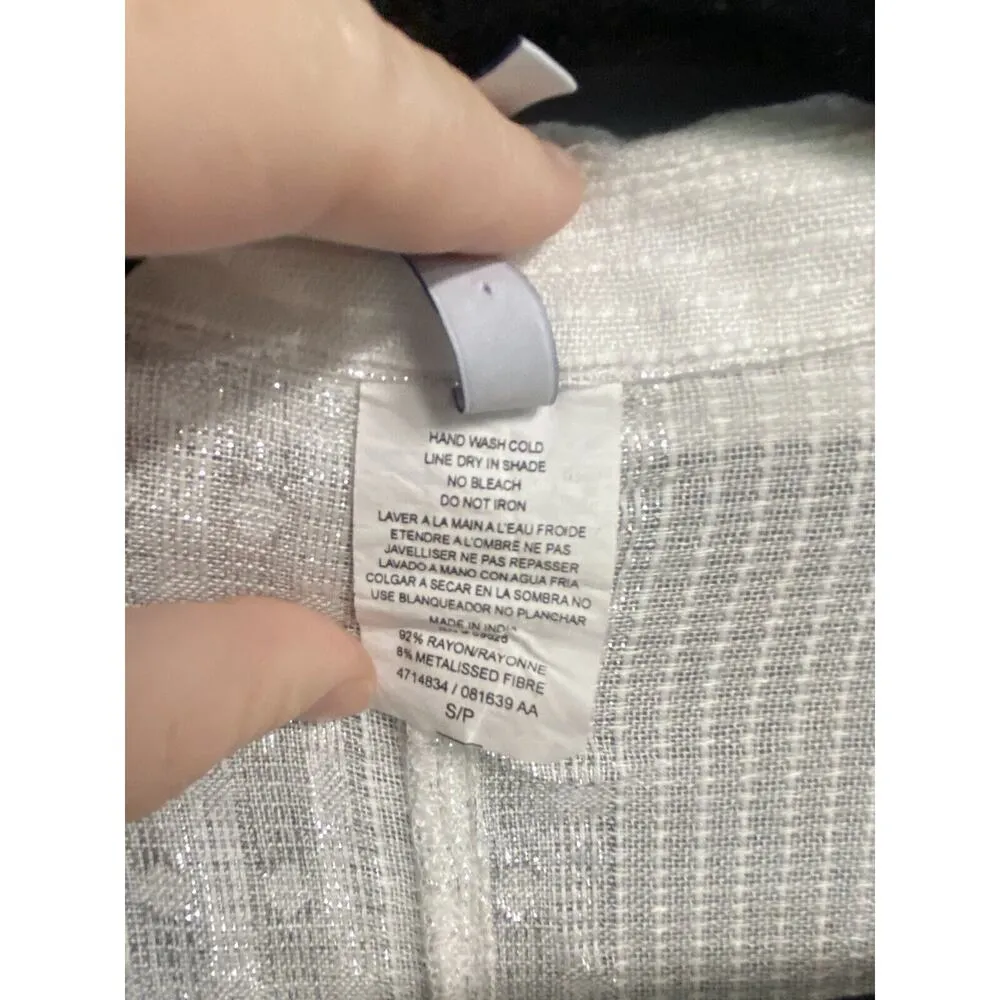 Isabella Rose Romper Swim Cover Up Women's Small White Metallic Collared B74 - Image 4