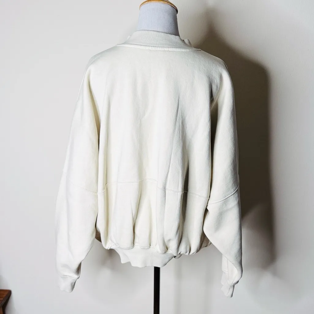 Zara Ecru Zip Fleece Bomber Jacket - Image 6