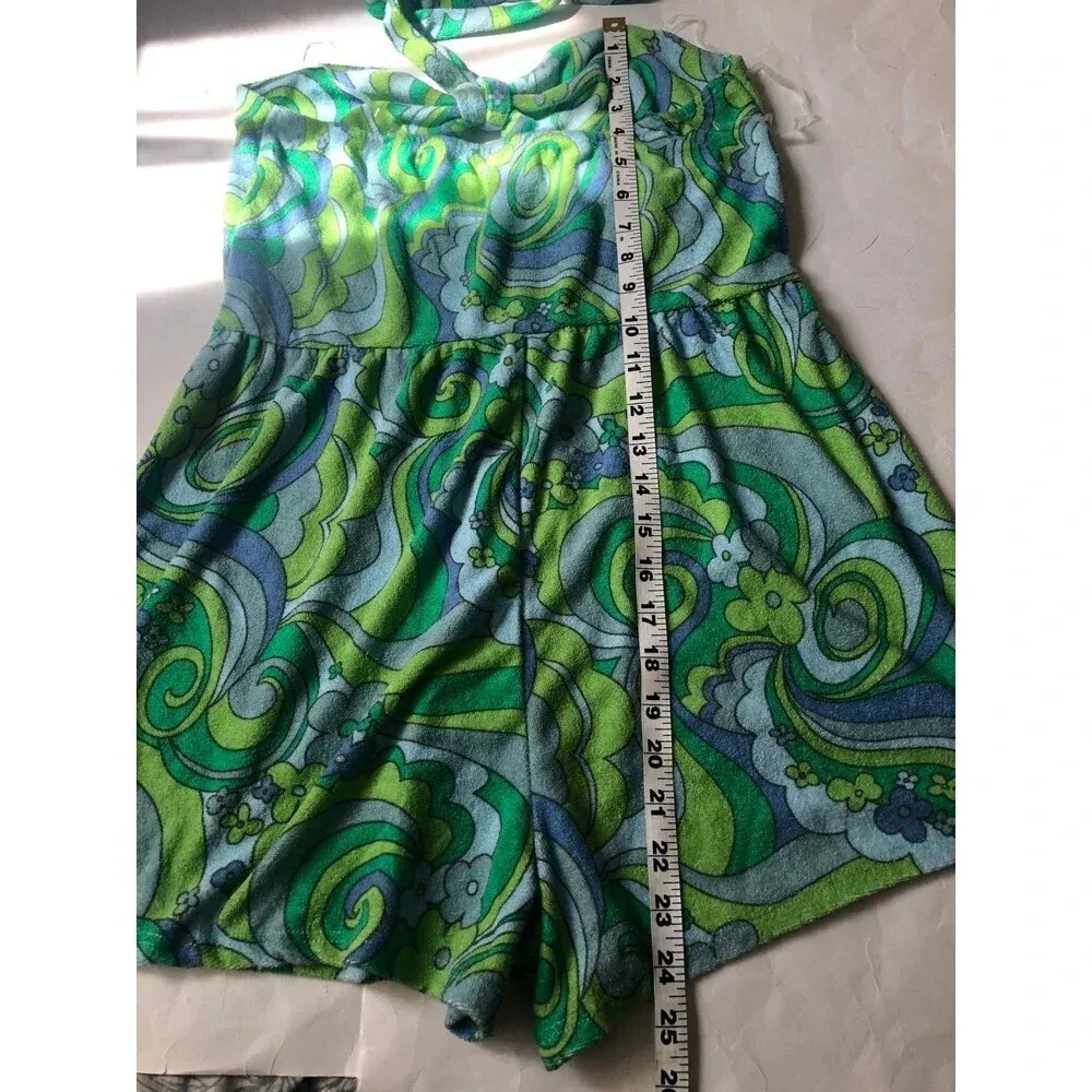 Wild Fable Women’s Green & Blue Terry Cloth halter Romper sz M - Image 7