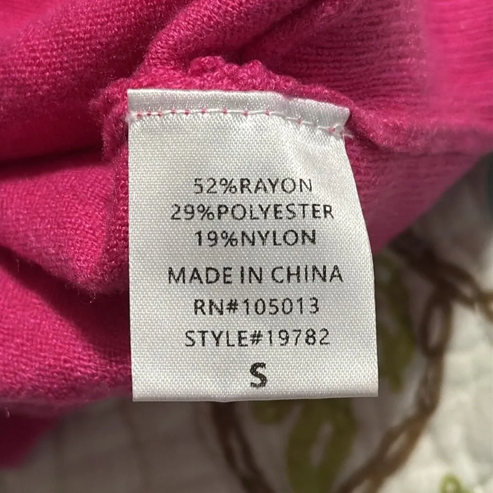 ANDREE BY UNIT women's size small hot pink sweater boatneck dolman sleeves - Image 4