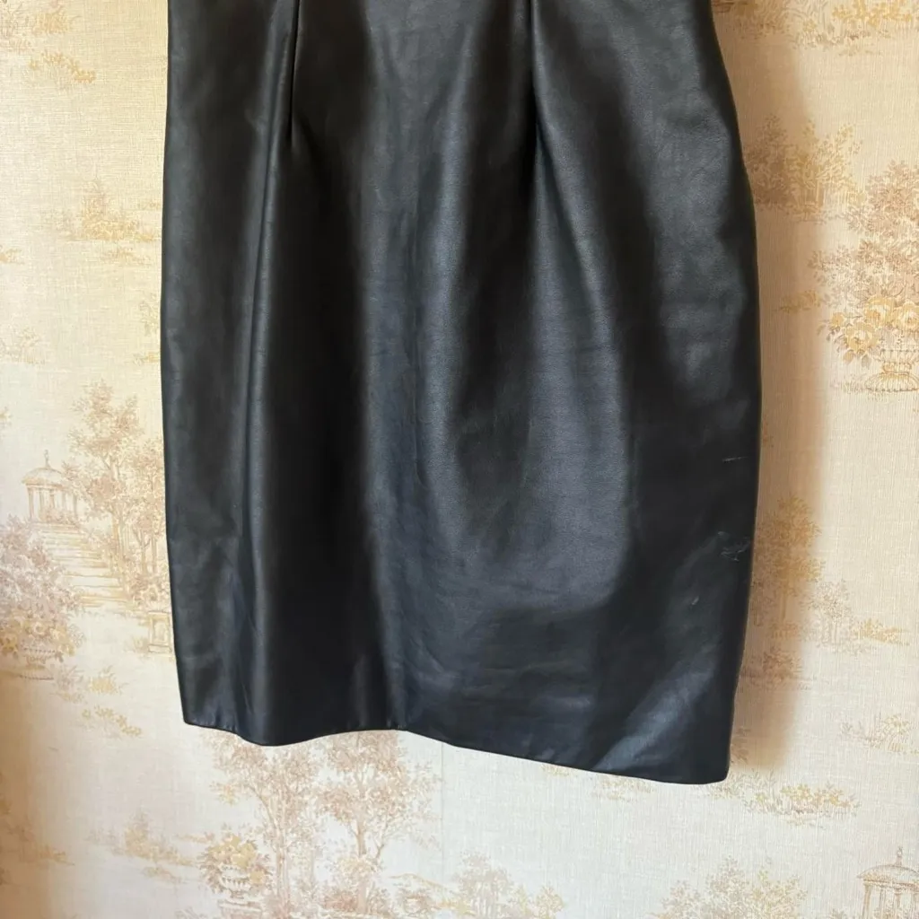 Vintage 80s J. Robert Leathers black leather bodycon mini dress gold detail 6 - Image 5