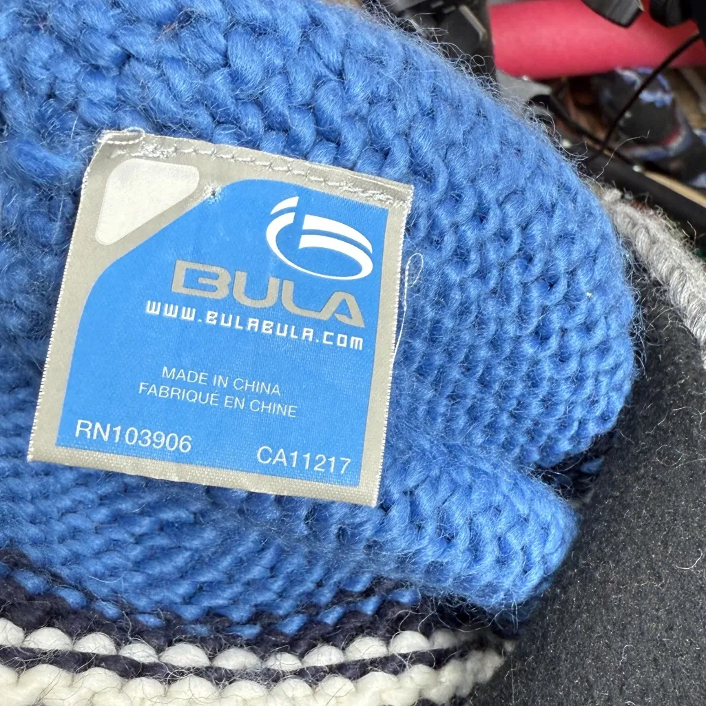 Bula Wool Blend Geometric Print Knit Trapper Hat with Interior Fleece Ear Band Blue - Image 6