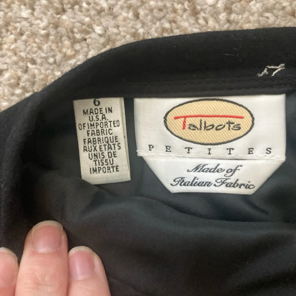 Vintage Talbots Petites Skirt 6 Black 100% Wool Pleated Lined Office Classic USA - Image 6