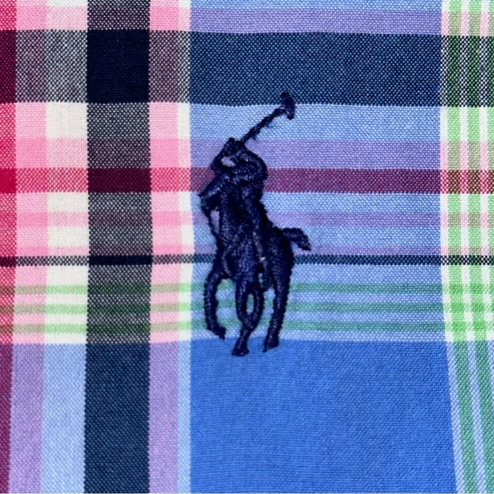 Ralph Lauren Sport Women’s Size 14 Purple Blue Pink Plaid Button Down Shirt - Image 4