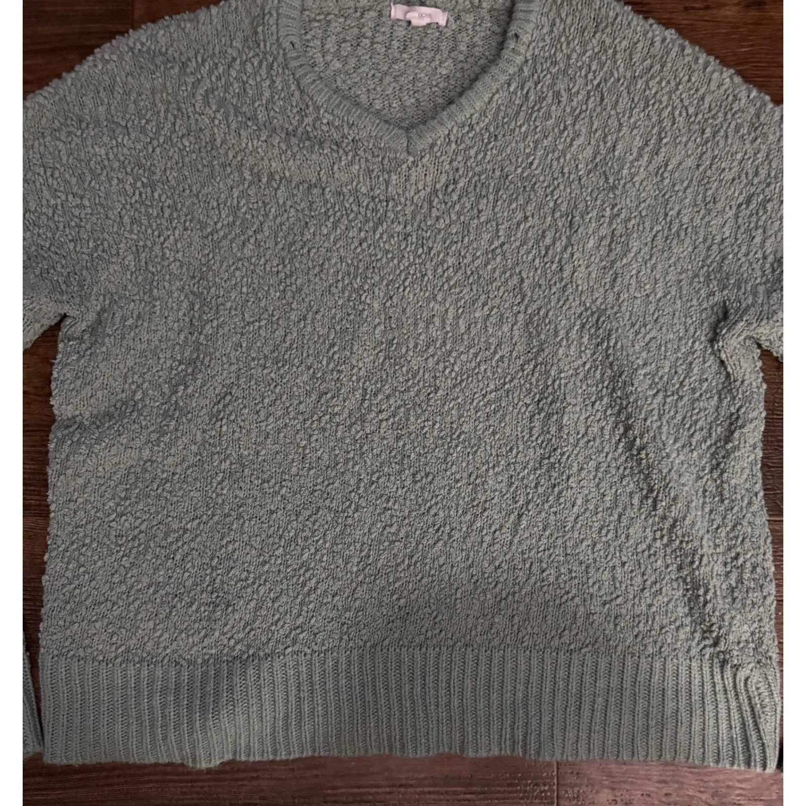 Maurices Light Green‎ Textured V Neck Hoodie Sweater Size M - Image 3