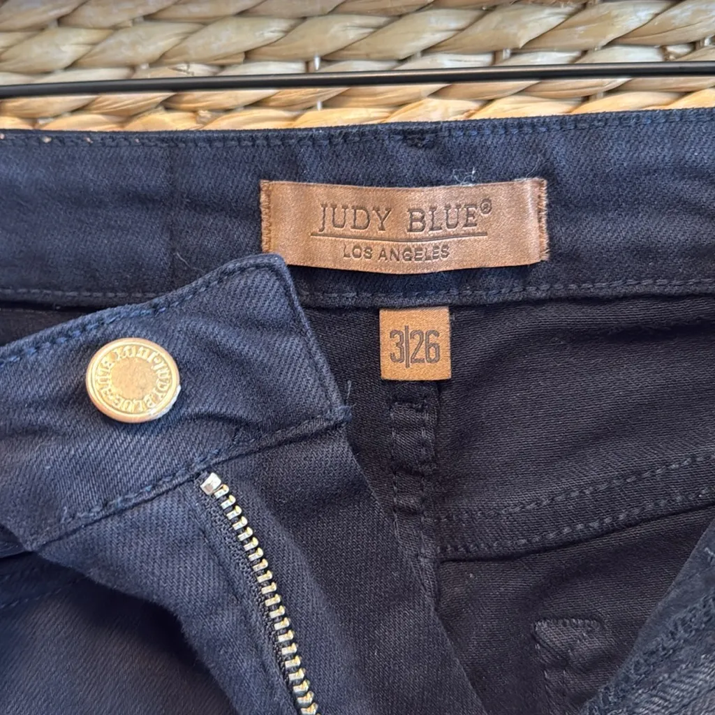 Judy Blue High-Waisted Tummy Control Garment Dyed Black Skinny Jeans, 26 - Image 8