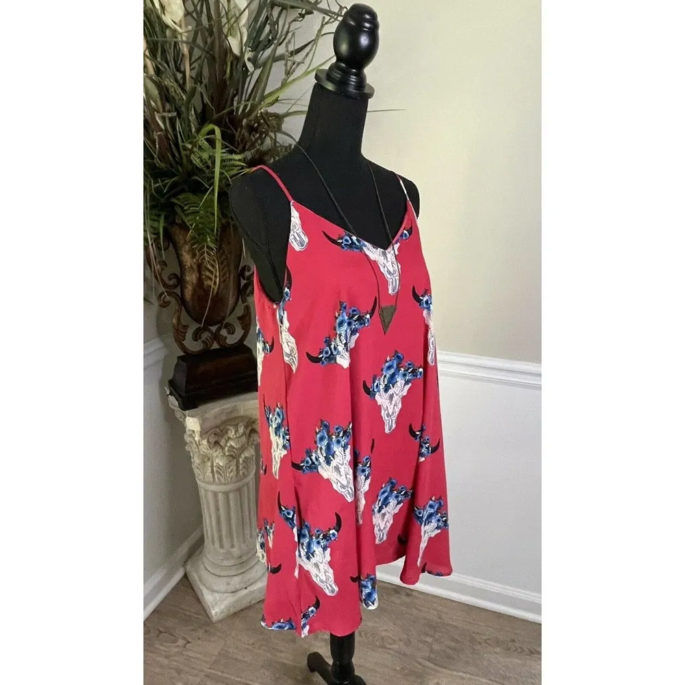 Peach Love Desert Skull Dress, Red Size Medium - Image 3