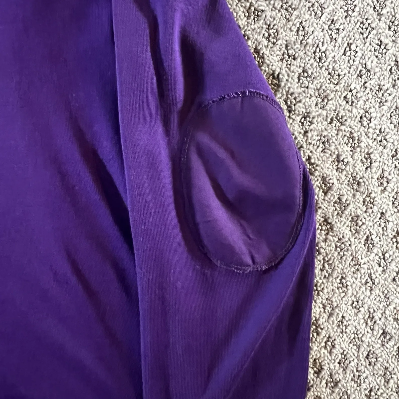 Lauren Ralph Lauren Purple Henley Long Sleeve Top XL Cotton Elbow Patch LRL Logo - Image 4