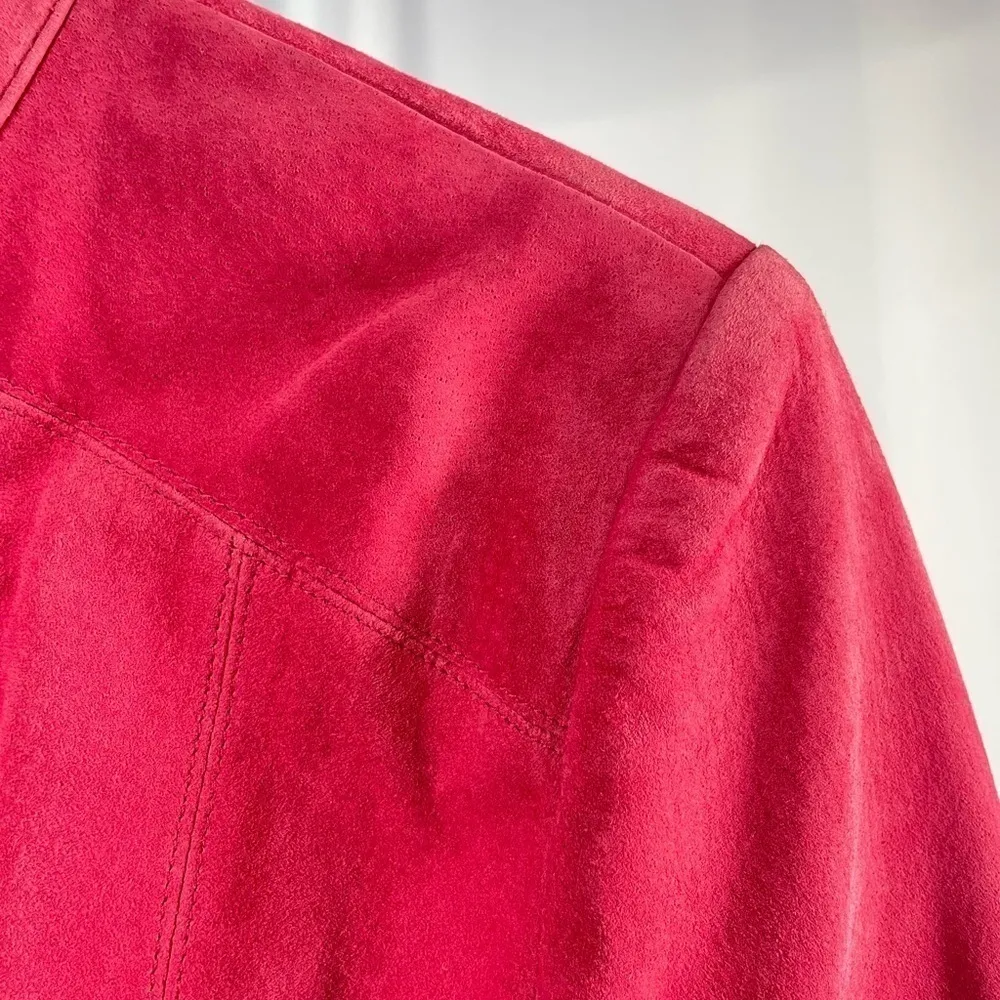 Valerie Stevens Suede Leather Full‎ Zip Jacket in Pink Size Medium - Image 3