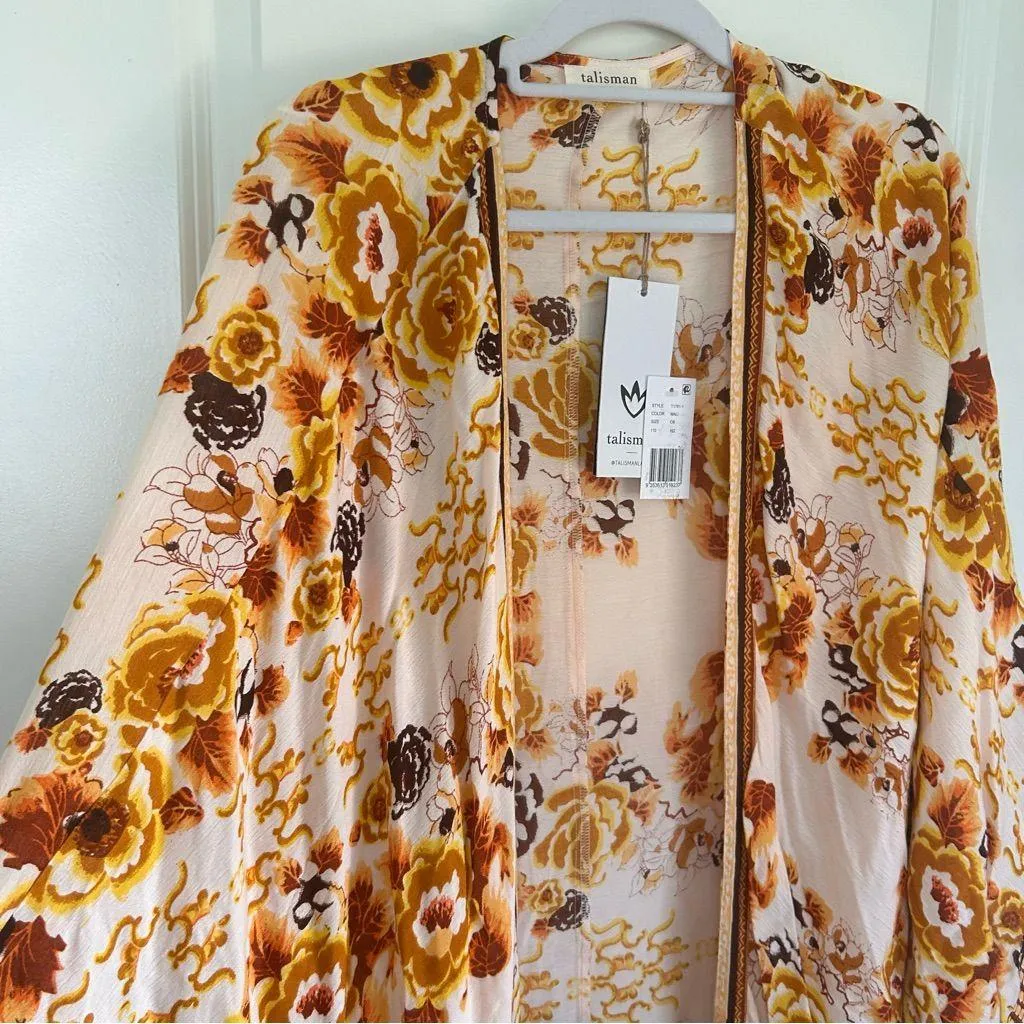 Talisman Twilight fall Flowy earthy boho Floral Cape Kimono cottage Cardigan White Size undefined - Image 9