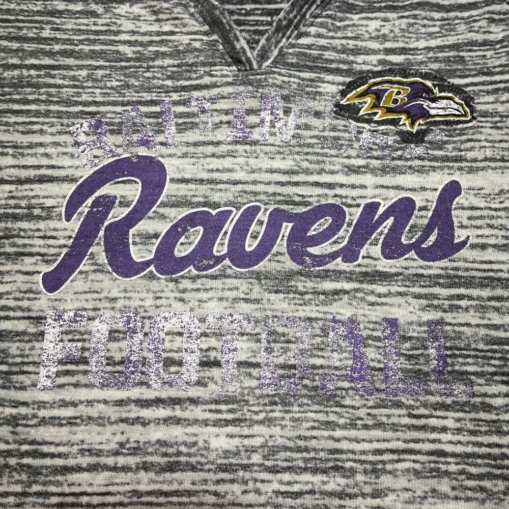 Majestic Baltimore Ravens Football T-Shirt Women's V-Neck Burnout Lightweight S - Image 4