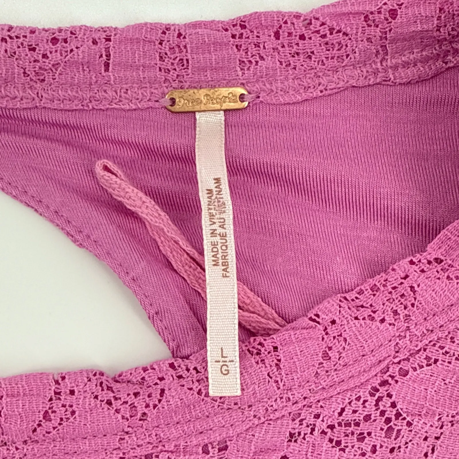 Free People Tea Time Floral Lace Plumeria Pink Cutout‎ Back Top Large OB1251902 - Image 8