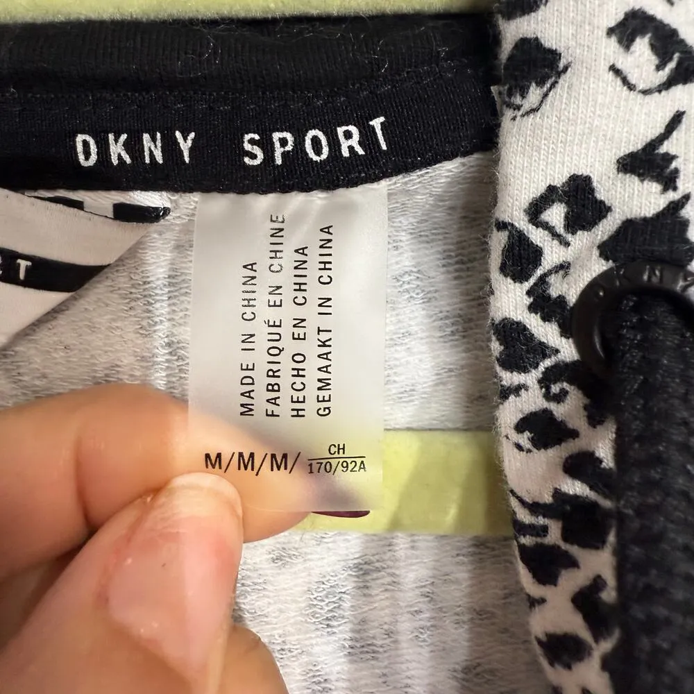 DKNY Sport Black Snake Print Hooded Crop Sweater Sz M White Size M - Image 7