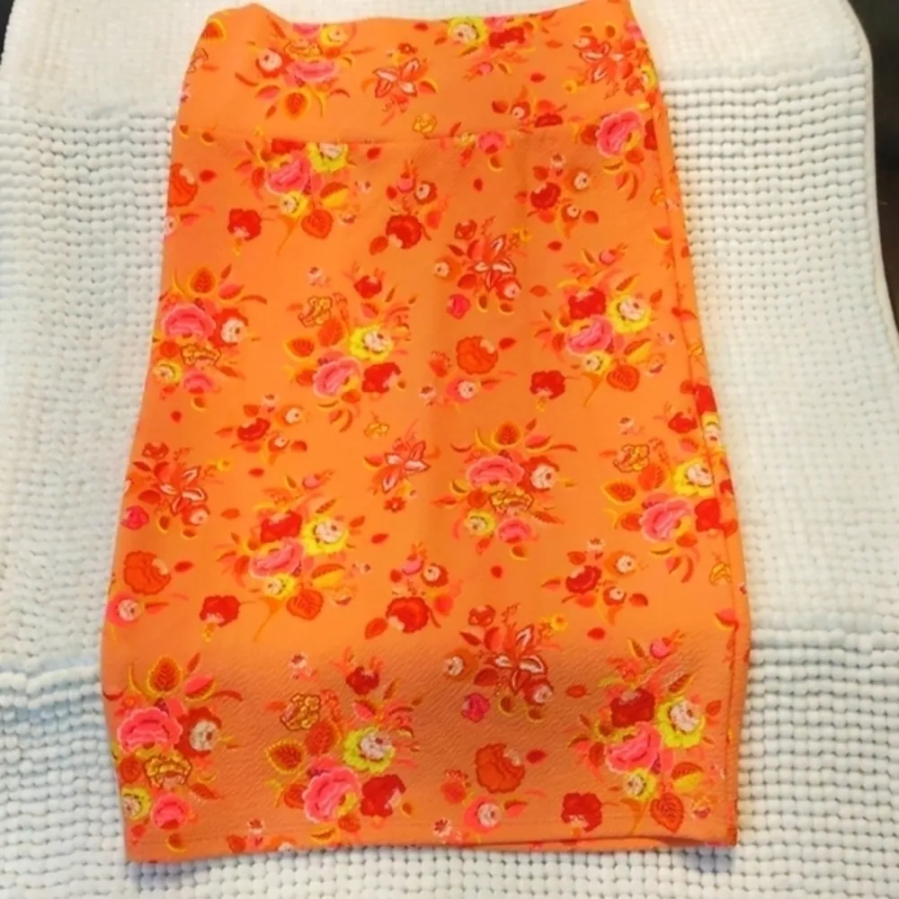 Lularoe Orange Summer Spring Pencil Floral Cassie Skirt Size XS NWT #4320 - Image 4