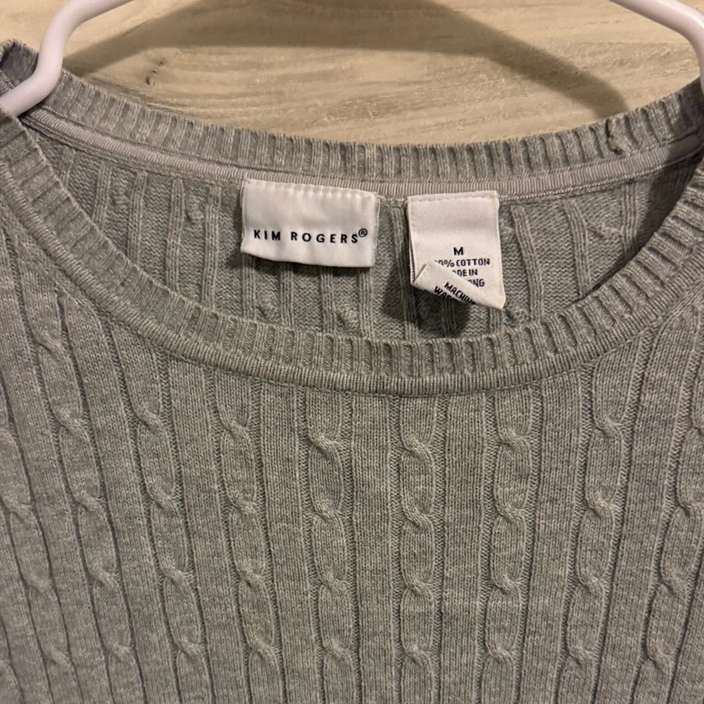 Kim Rogers Gray Cable Knit Sweater - Image 2