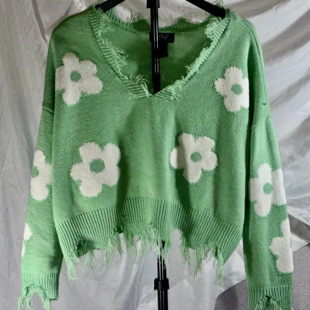 Just Polly Green Floral V - Image 2