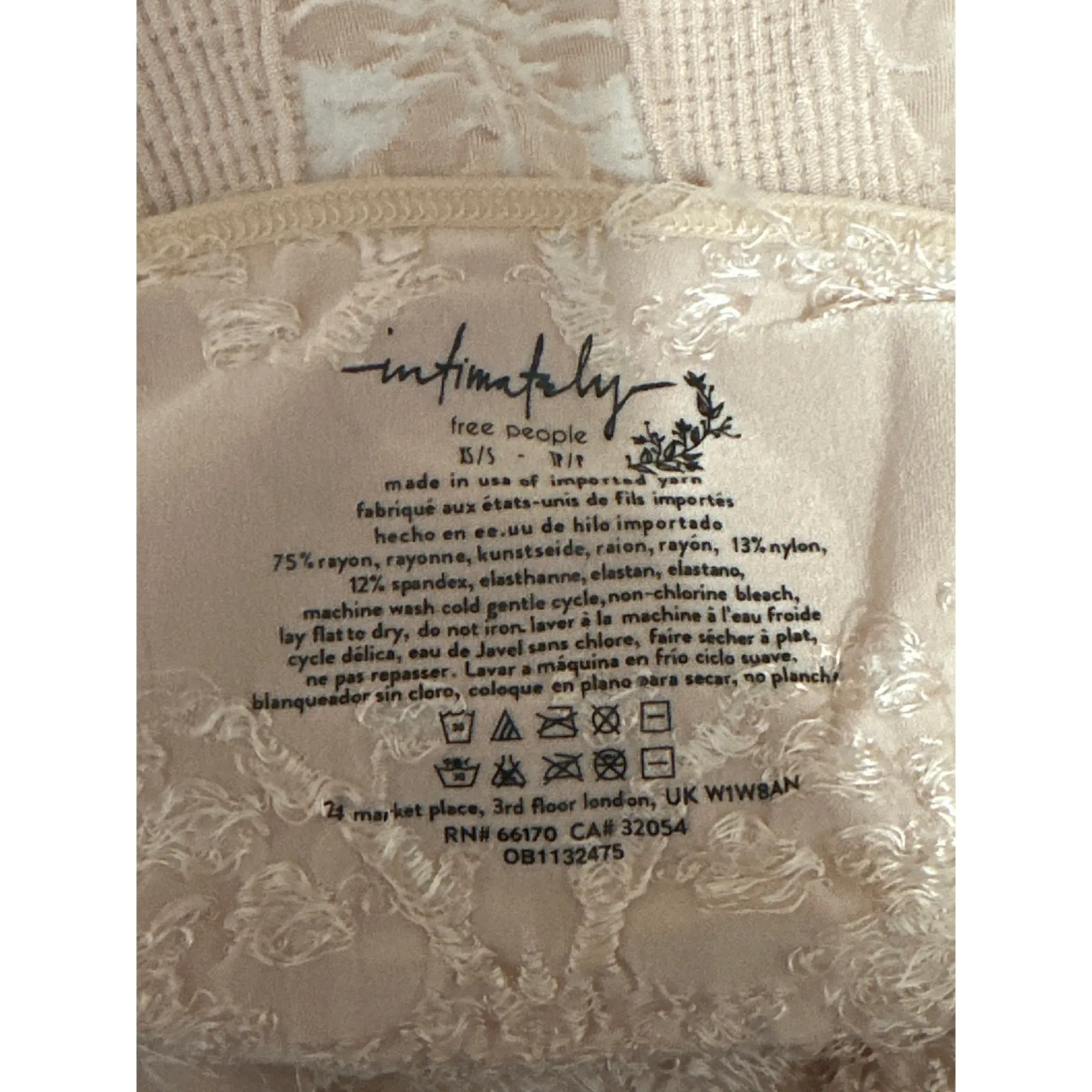 Free People Intimately Mercury Cream Beige Seamless Floral Cami Tank Top XS/S - Image 4