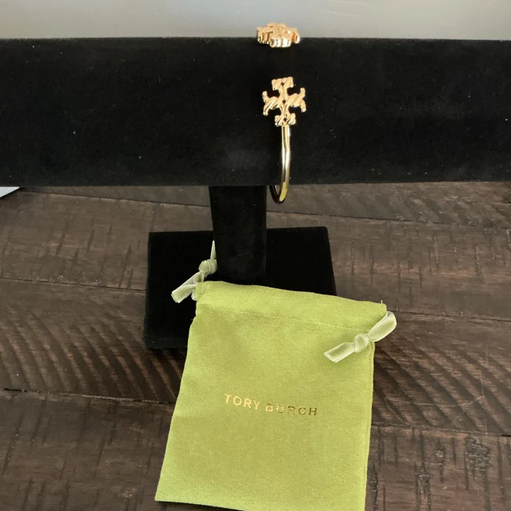 Tory Burch Gold Logo Open Cuff Bracelet NWOT w/ Dust Bag - Image 2