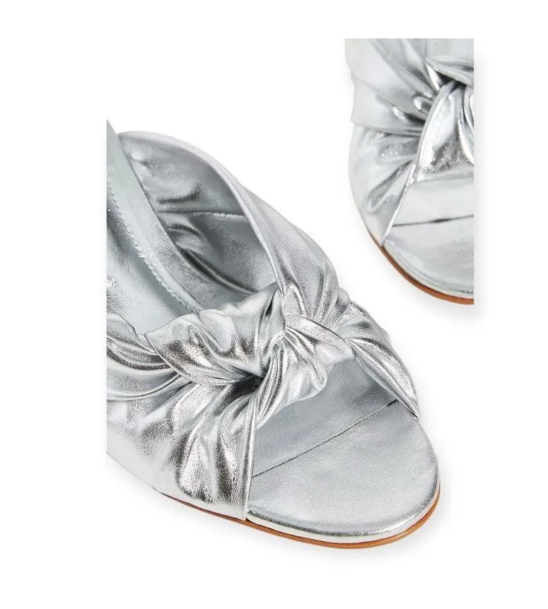 Schutz x Anthropologie ༄ Mindy Mid Block Heels ༄ Metallic Silver Leather ༄ 6.5M - Image 2