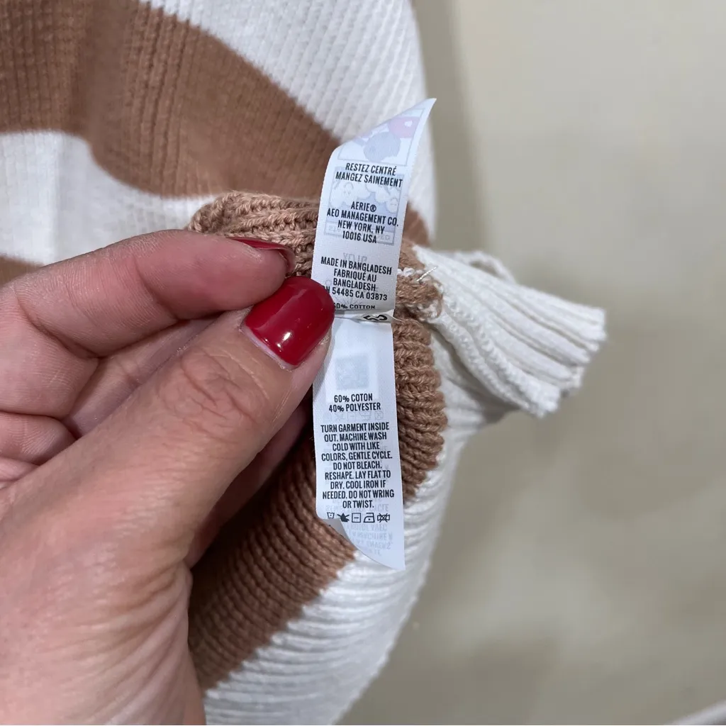 NWT OFFLINE By Aerie Full Zip Sweater stripped size XL Beach Dune women’s - Image 7