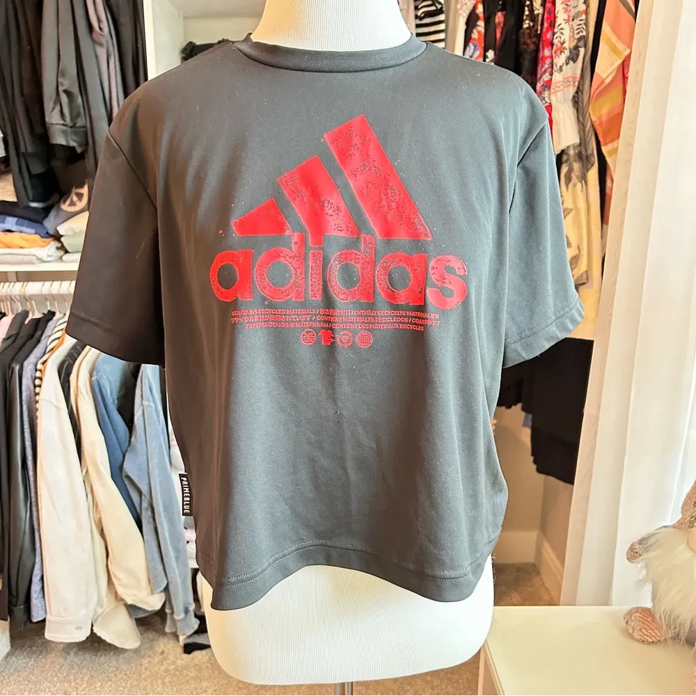 Adidas  Primeblue Black Crop Athletic Top Small - Image 4