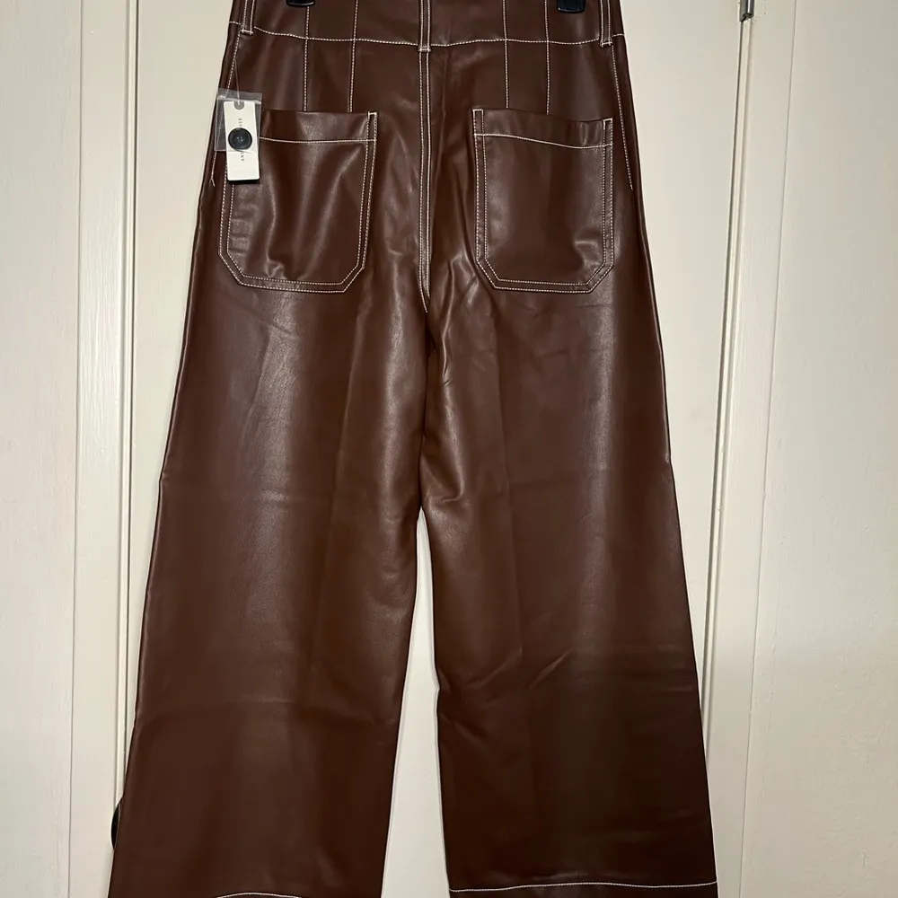 Colette Cropped Wide-Leg Pants by Maeve: Faux-Leather Top-Stitch size 30 - Image 6