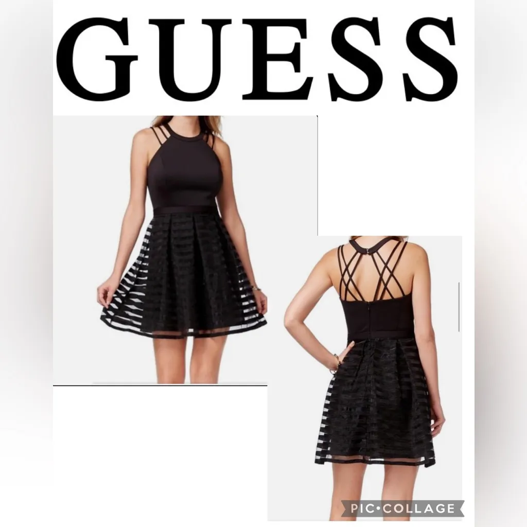 GUESS Black Mesh Backless Dress - Image 2