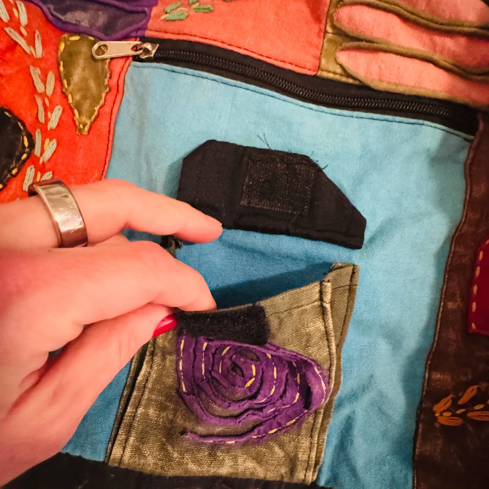 KPC Nepal Patchwork Boho Backpack Handmade Cotton Festival Hippie Rucksack Gray - Image 10