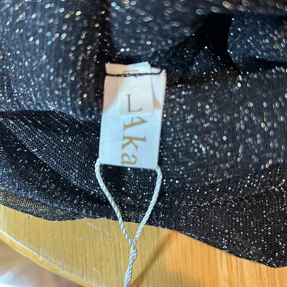 Akalnny Top Womens Large Black Sleeveless Glitter Mesh‎ Slim Fit Tank Party NEW - Image 3