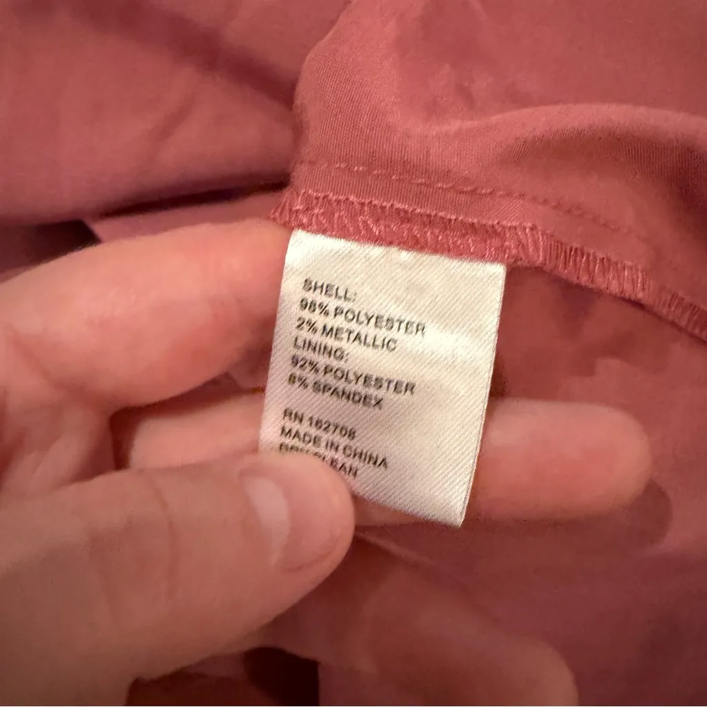 RTR LDT Pink Rose Metallic Peplum Waist‎ Sleeveless V Neck Maxi Gown Dress Sz 2 - Image 9