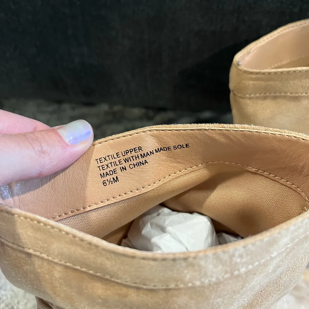 LOFT High Ankle Boots Womens Size 6.5 Faux Suede Tan Western Classic - Image 5